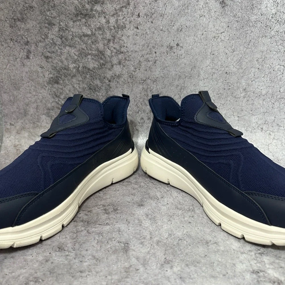 FitVille Slip On Walking Shoes Men 12 Navy Breathable Cushioned LQ-SEV120250425M